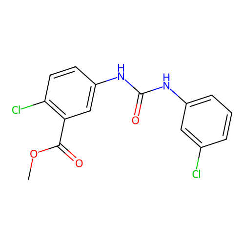 Methyl 2-chloro-5-{[(3-chlorophenyl)carbamoyl]amino}benzoate structure