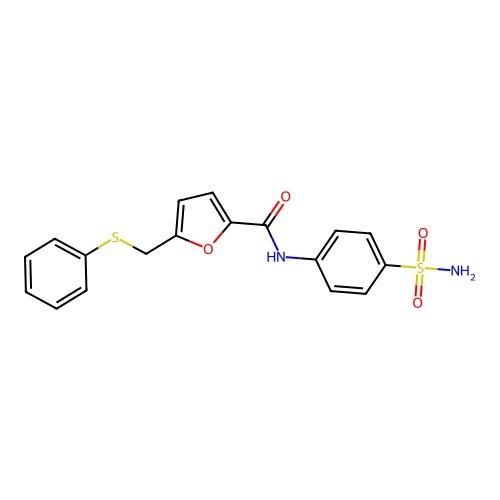 5-((phenylthio)methyl)-N-(4-sulfamoylphenyl)furan-2-carboxamide structure