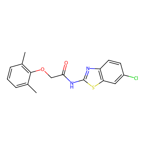 N-(6-chloro-1,3-benzothiazol-2-yl)-2-(2,6-dimethylphenoxy)acetamide structure