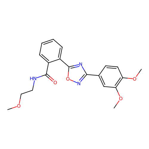 2-[3-(3,4-dimethoxyphenyl)-1,2,4-oxadiazol-5-yl]-N-(2-methoxyethyl)benzamide structure
