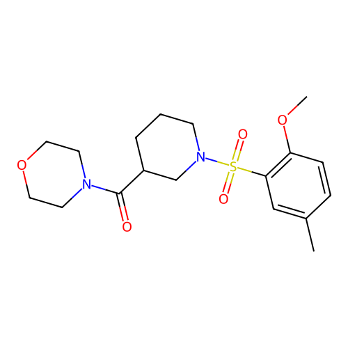 [1-(2-Methoxy-5-methylphenyl)sulfonylpiperidin-3-yl]-morpholin-4-ylmethanone structure