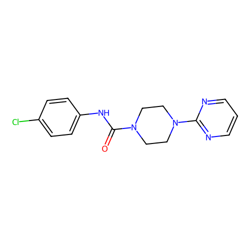 N-(4-chlorophenyl)-4-(pyrimidin-2-yl)piperazine-1-carboxamide structure