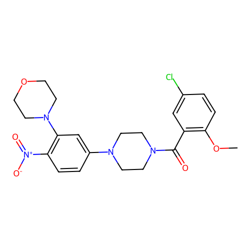 (5-chloro-2-methoxyphenyl)-[4-(3-morpholin-4-yl-4-nitrophenyl)piperazin-1-yl]methanone structure