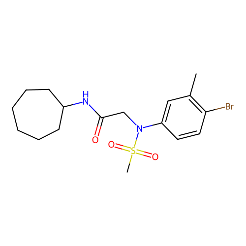 2-(4-bromo-3-methyl-N-methylsulfonylanilino)-N-cycloheptylacetamide structure