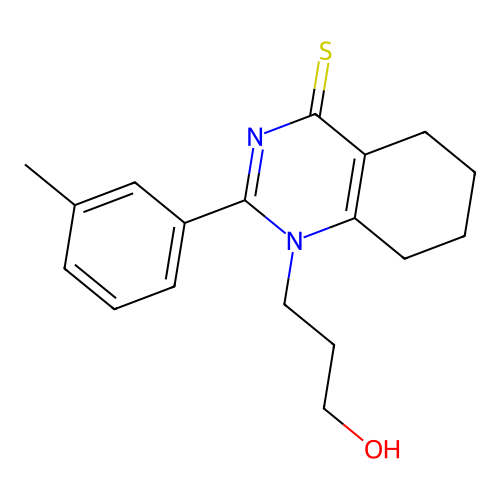 1-(3-hydroxypropyl)-2-(m-tolyl)-5,6,7,8-tetrahydroquinazoline-4(1H)-thione structure