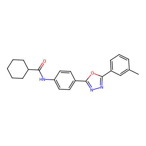 N-[4-[5-(3-methylphenyl)-1,3,4-oxadiazol-2-yl]phenyl]cyclohexanecarboxamide structure