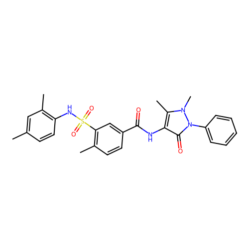 N-(1,5-dimethyl-3-oxo-2-phenylpyrazol-4-yl)-3-[(2,4-dimethylphenyl)sulfamoyl]-4-methylbenzamide structure