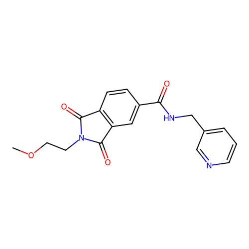 2-(2-methoxyethyl)-1,3-dioxo-N-(pyridin-3-ylmethyl)isoindole-5-carboxamide structure