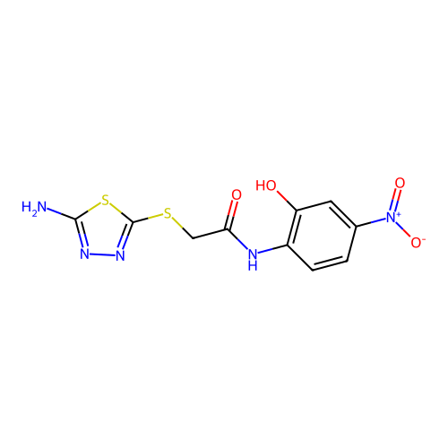 2-[(5-amino-1,3,4-thiadiazol-2-yl)sulfanyl]-N-(2-hydroxy-4-nitrophenyl)acetamide structure