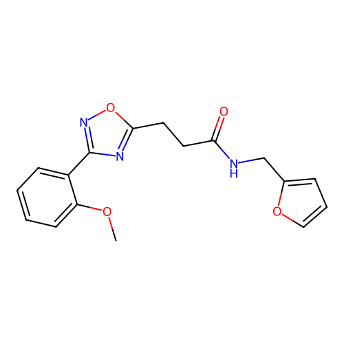 N-(furan-2-ylmethyl)-3-[3-(2-methoxyphenyl)-1,2,4-oxadiazol-5-yl]propanamide structure