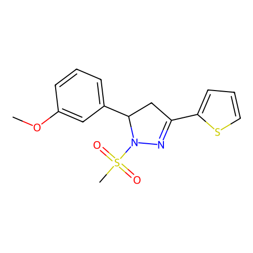 3-(3-Methoxyphenyl)-2-methylsulfonyl-5-thiophen-2-yl-3,4-dihydropyrazole structure