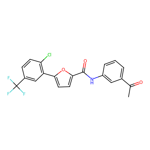N-(3-acetylphenyl)-5-[2-chloro-5-(trifluoromethyl)phenyl]furan-2-carboxamide structure