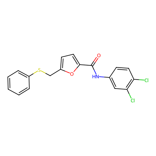 N-(3,4-dichlorophenyl)-5-(phenylsulfanylmethyl)furan-2-carboxamide structure