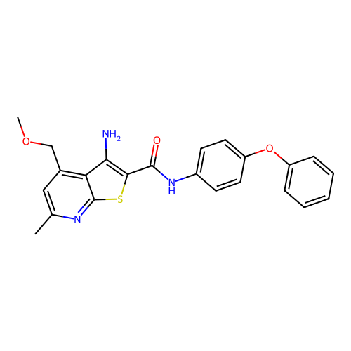 3-amino-4-(methoxymethyl)-6-methyl-N-(4-phenoxyphenyl)thieno[2,3-b]pyridine-2-carboxamide structure