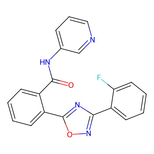 2-[3-(2-fluorophenyl)-1,2,4-oxadiazol-5-yl]-N-pyridin-3-ylbenzamide structure