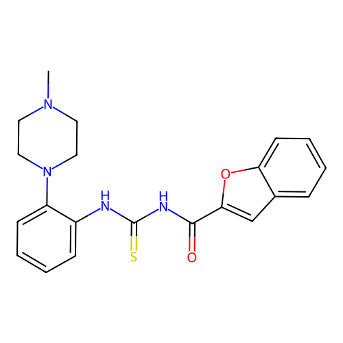 N-[[2-(4-methylpiperazin-1-yl)phenyl]carbamothioyl]-1-benzofuran-2-carboxamide structure