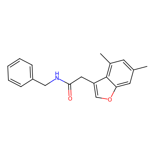 N-benzyl-2-(4,6-dimethyl-1-benzofuran-3-yl)acetamide structure