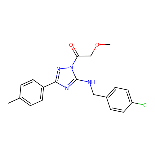 1-(5-((4-chlorobenzyl)amino)-3-(p-tolyl)-1H-1,2,4-triazol-1-yl)-2-methoxyethanone structure