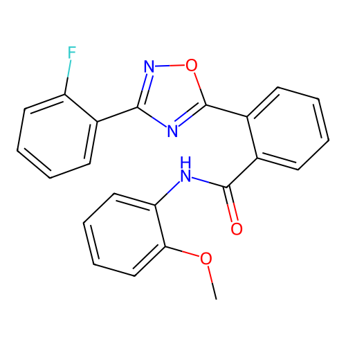 2-[3-(2-fluorophenyl)-1,2,4-oxadiazol-5-yl]-N-(2-methoxyphenyl)benzamide structure