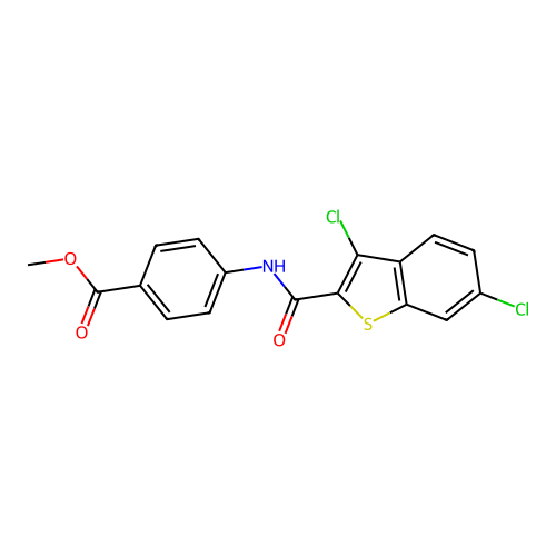 Methyl 4-(3,6-dichlorobenzo[b]thiophene-2-carboxamido)benzoate structure