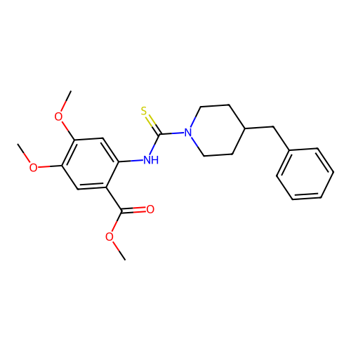 Methyl 4,5-dimethoxy-2-({[4-benzylpiperidyl]thioxomethyl}amino)benzoate structure
