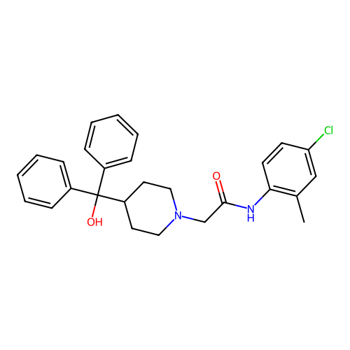N-(4-chloro-2-methylphenyl)-2-[4-[hydroxy(diphenyl)methyl]piperidin-1-yl]acetamide structure