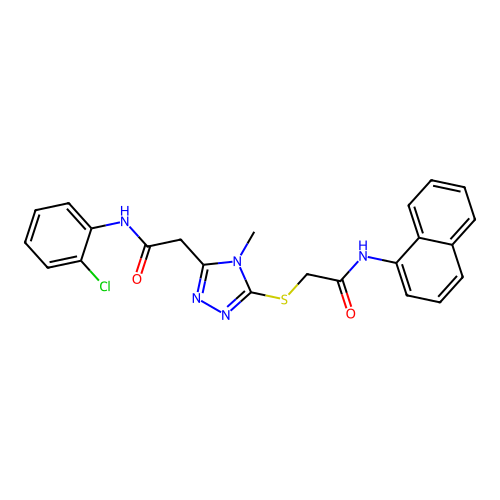 2-[(5-{2-[(2-chlorophenyl)amino]-2-oxoethyl}-4-methyl-4H-1,2,4-triazol-3-yl)sulfanyl]-N-(naphthalen-1-yl)acetamide structure