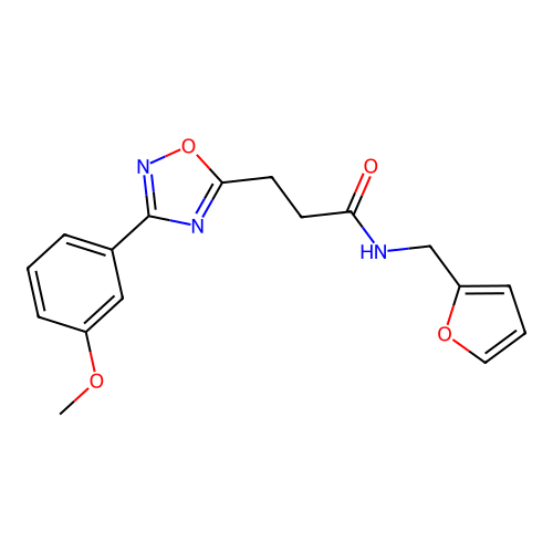 N-(furan-2-ylmethyl)-3-[3-(3-methoxyphenyl)-1,2,4-oxadiazol-5-yl]propanamide structure