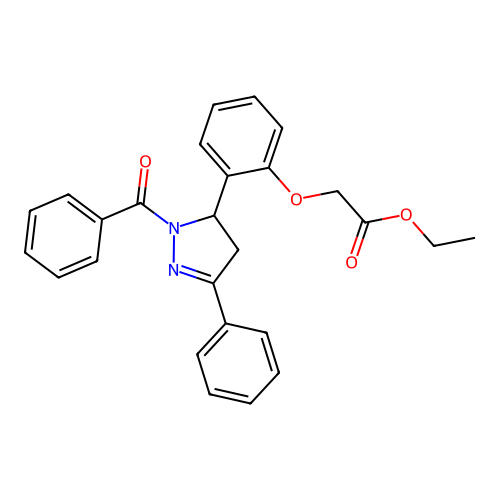 ethyl 2-[2-(1-benzoyl-3-phenyl-4,5-dihydro-1H-pyrazol-5-yl)phenoxy]acetate structure