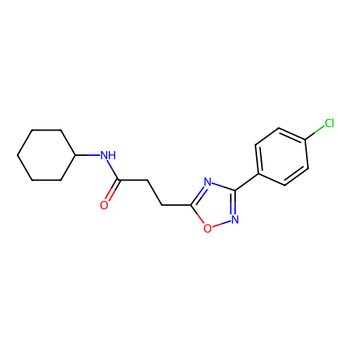 3-[3-(4-chlorophenyl)-1,2,4-oxadiazol-5-yl]-N-cyclohexylpropanamide structure