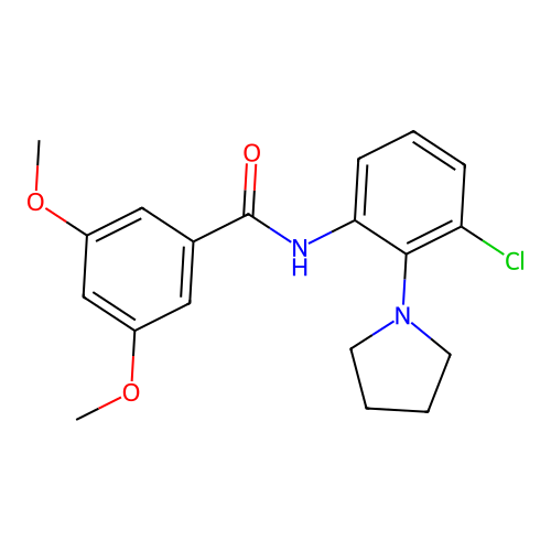 N-[3-chloro-2-(1-pyrrolidinyl)phenyl]-3,5-dimethoxybenzamide structure