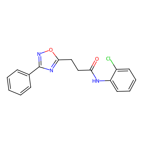 N-(2-chlorophenyl)-3-(3-phenyl-1,2,4-oxadiazol-5-yl)propanamide structure