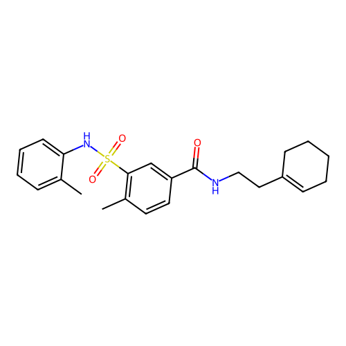 N-[2-(1-cyclohexen-1-yl)ethyl]-4-methyl-3-{[(2-methylphenyl)amino]sulfonyl}benzamide structure