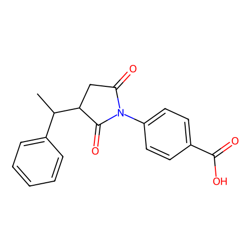 4-[2,5-Dioxo-3-(1-phenylethyl)pyrrolidin-1-yl]benzoic acid structure