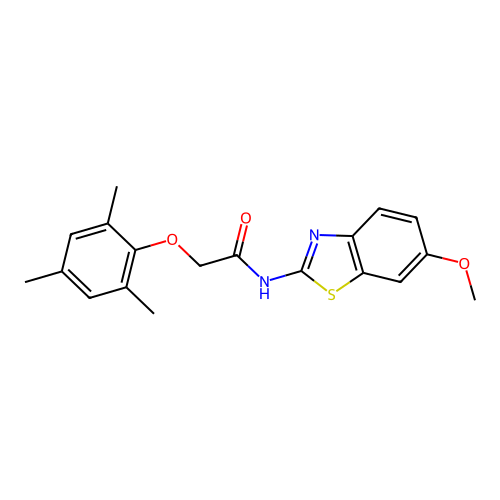 N-(6-methoxy-1,3-benzothiazol-2-yl)-2-(2,4,6-trimethylphenoxy)acetamide structure
