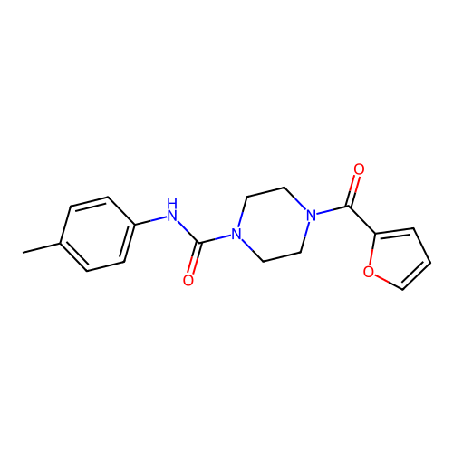 4-(furan-2-ylcarbonyl)-N-(4-methylphenyl)piperazine-1-carboxamide structure