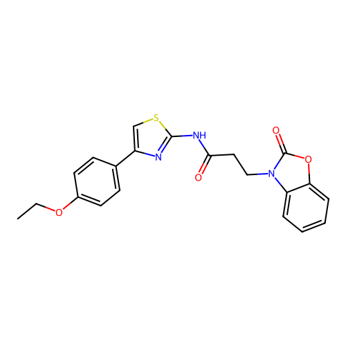 N-[4-(4-ethoxyphenyl)-1,3-thiazol-2-yl]-3-(2-oxo-1,3-benzoxazol-3-yl)propanamide structure
