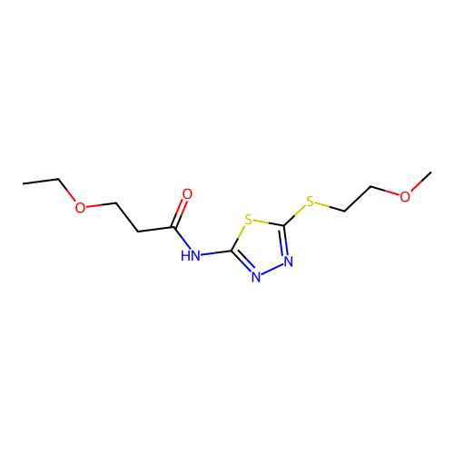 3-ethoxy-N-[5-(2-methoxyethylsulfanyl)-1,3,4-thiadiazol-2-yl]propanamide structure