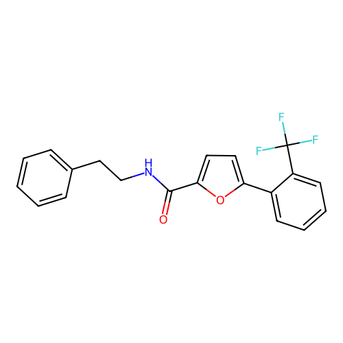 N-(2-phenylethyl)-5-[2-(trifluoromethyl)phenyl]furan-2-carboxamide structure