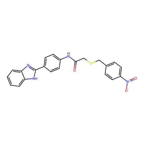 N-[4-(1H-benzimidazol-2-yl)phenyl]-2-[(4-nitrophenyl)methylsulfanyl]acetamide structure