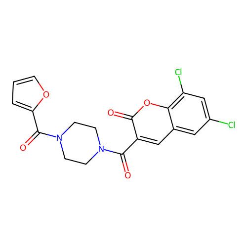 6,8-Dichloro-3-[4-(furan-2-carbonyl)piperazine-1-carbonyl]chromen-2-one structure