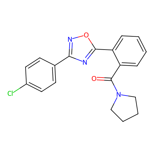 3-(4-Chlorophenyl)-5-[2-(1-pyrrolidinylcarbonyl)phenyl]-1,2,4-oxadiazole structure