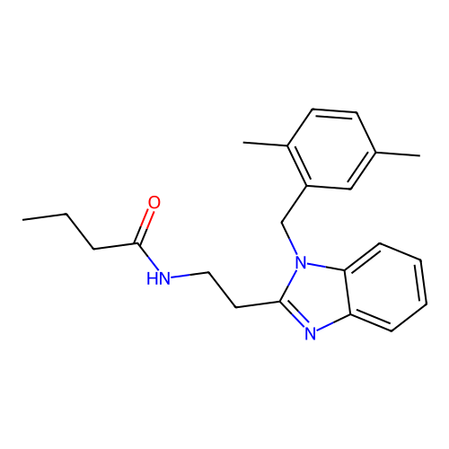 N-(2-{1-[(2,5-dimethylphenyl)methyl]benzimidazol-2-yl}ethyl)butanamide structure