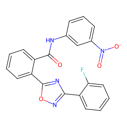 2-[3-(2-fluorophenyl)-1,2,4-oxadiazol-5-yl]-N-(3-nitrophenyl)benzamide structure