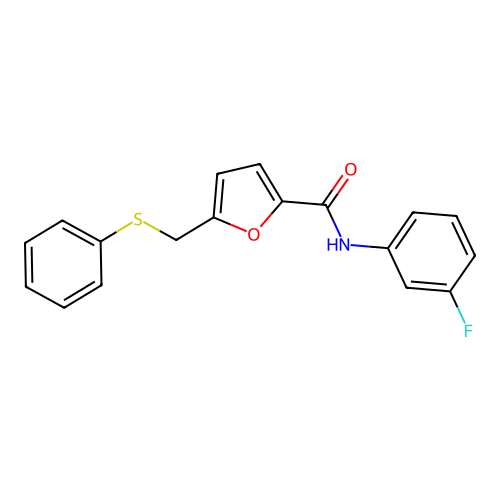N-(3-fluorophenyl)-5-((phenylthio)methyl)furan-2-carboxamide structure