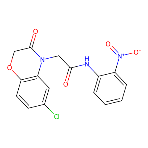 2-(6-chloro-3-oxo-1,4-benzoxazin-4-yl)-N-(2-nitrophenyl)acetamide structure