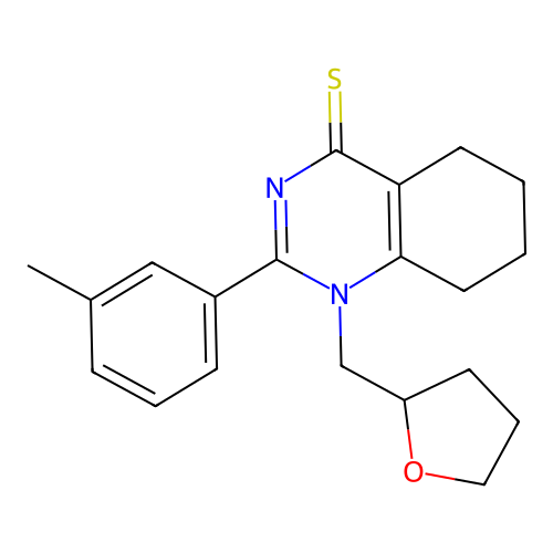 2-(3-Methylphenyl)-1-(oxolan-2-ylmethyl)-5,6,7,8-tetrahydroquinazoline-4-thione structure