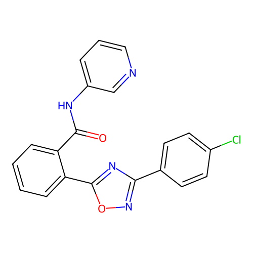 2-[3-(4-chlorophenyl)-1,2,4-oxadiazol-5-yl]-N-pyridin-3-ylbenzamide structure