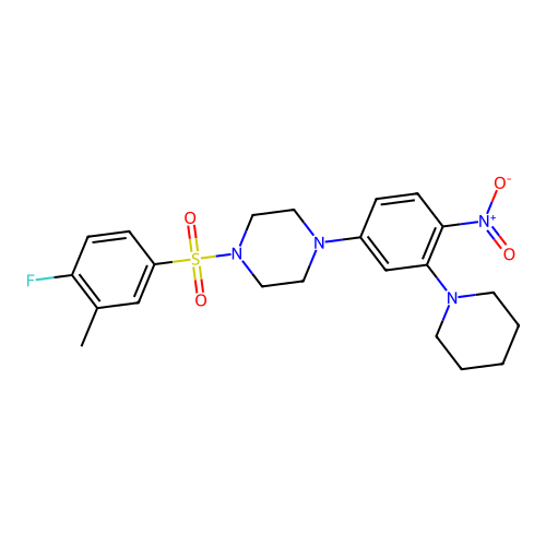 1-[(4-Fluoro-3-methylphenyl)sulfonyl]-4-[4-nitro-3-(1-piperidinyl)phenyl]piperazine structure