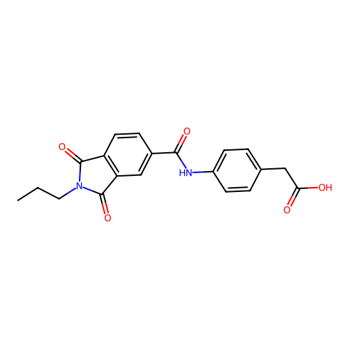 2-(4-(1,3-dioxo-2-propylisoindoline-5-carboxamido)phenyl)acetic acid structure